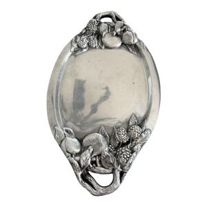 Vintage Arthur Court Apple & Leaf Theme Oval 20" Metal Serving Platter